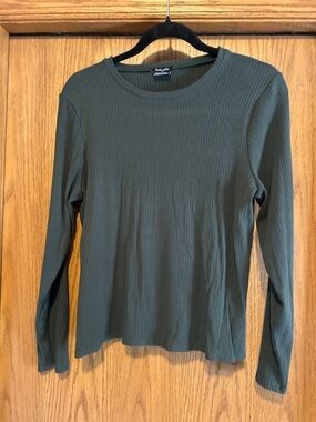 Splendid- Basic Ribbed Long Sleeve Top - Hunter Green-large